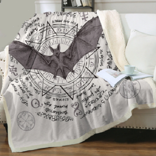 Gothic Bat Magic Circle Throw Blanket