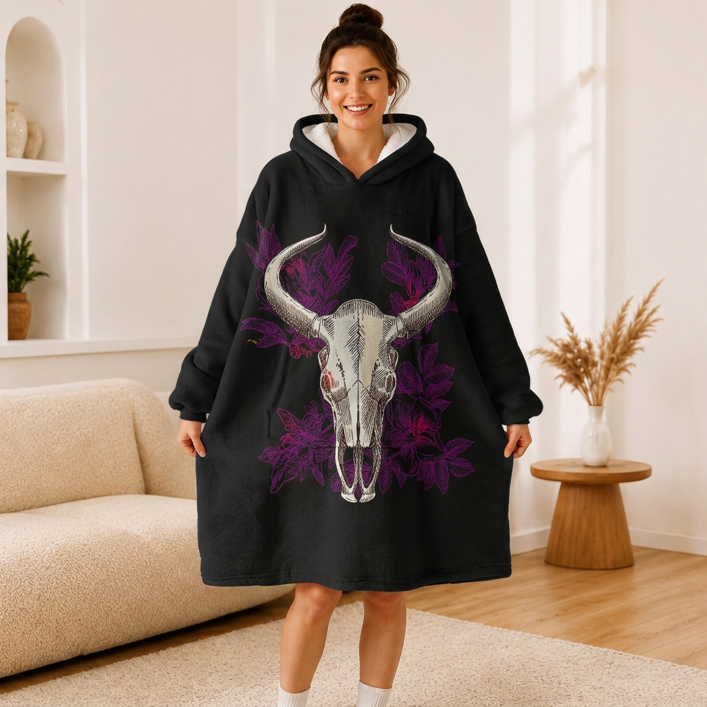 Boho Skull Floral Hoodie