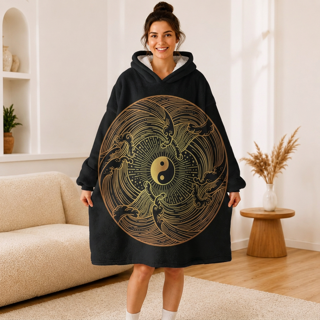 Gold Yin Yang Mandala Hoodie