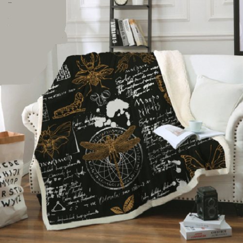 Gothic Gold Insect Script Throw Blanket