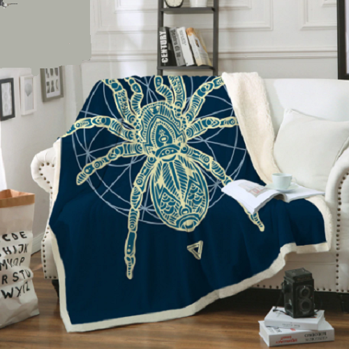 Navy Blue Mandala Spider Throw Blanket