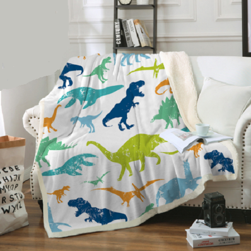 Colorful Kids Dinosaur Pattern Throw Blanket