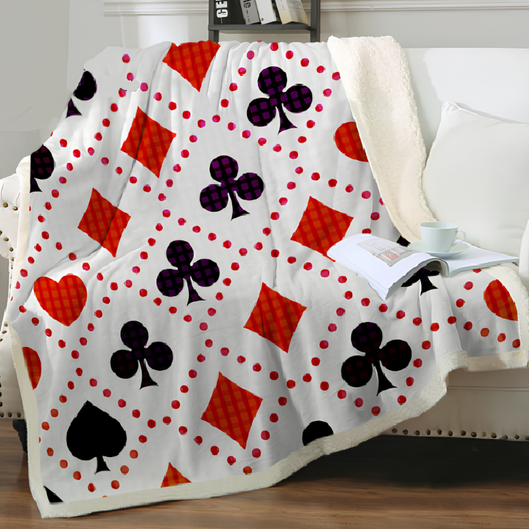 Playing Card Suits Pattern Throw Blanket