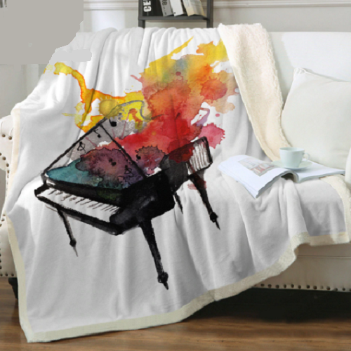 Colorful Piano Music Splash Throw Blanket