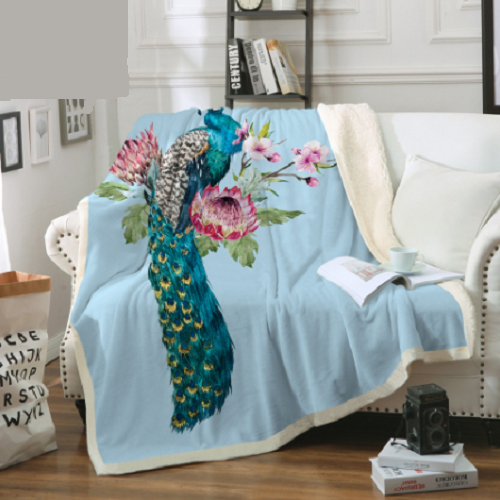 Elegant Peacock Pink Blossom Throw Blanket