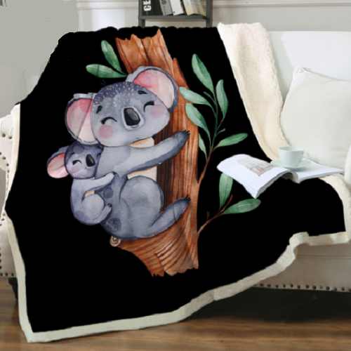 Mother Baby Koala Tree Throw Blanket