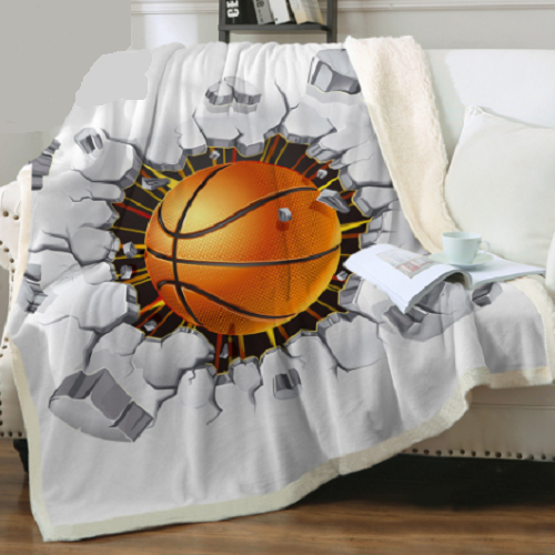 3D Basketball Cracked Wall Throw Blanket