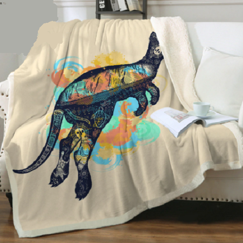 Aboriginal Kangaroo Dreamtime Art Throw Blanket