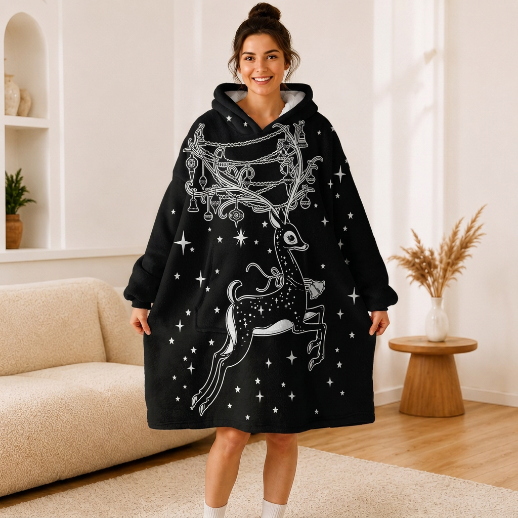 Black Reindeer Hoodie