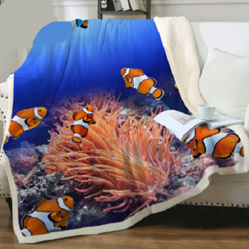 Clownfish Coral Reef Ocean Throw Blanket