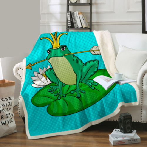 Crown Frog Prince Lily Throw Blanket