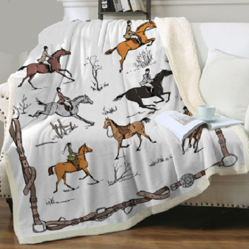 Classic Equestrian Horse Riding Throw Blanket