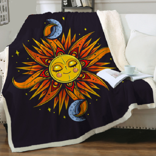 Celestial Sun Moon Stars Throw Blanket