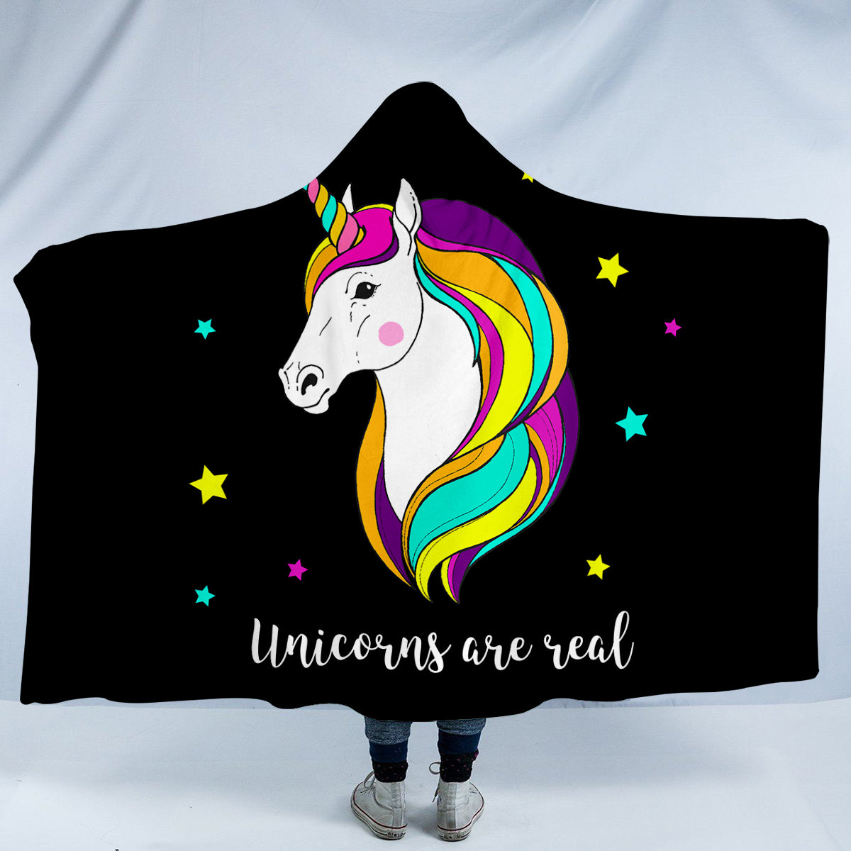 Unicorn Rainbow Hooded Blanket