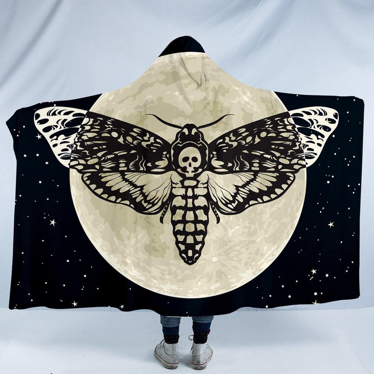 Gothic Death Moth Full Moon Hooded Blanket
