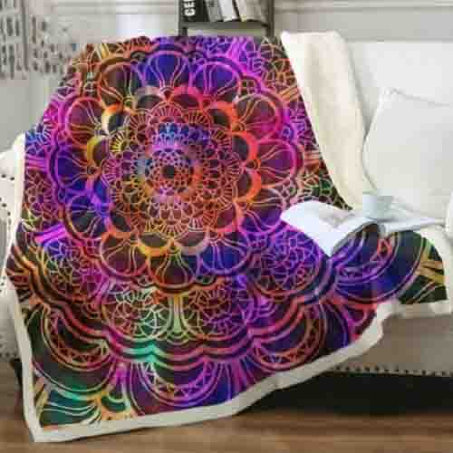 Neon Rainbow Mandala Boho Throw Blanket