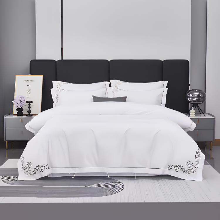 Embroidered Floral Pattern Duvet Cover Set