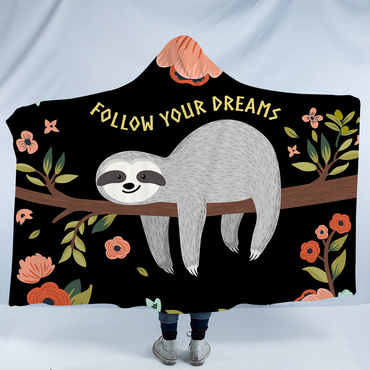 Lazy Sloth Hooded Blanket