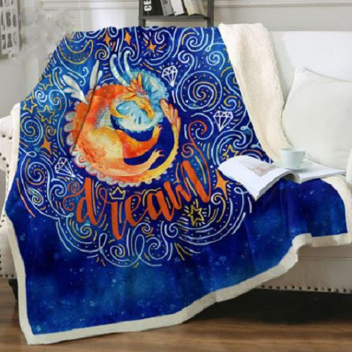 Blue Galaxy Dream Dragon Swirl Throw Blanket