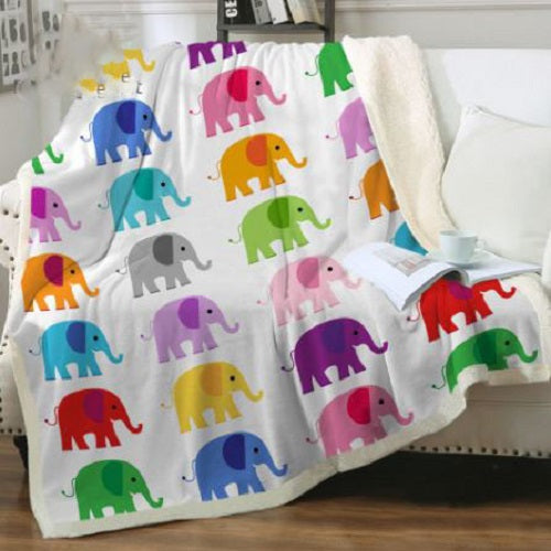 Elephant Kids Pattern Throw Blanket