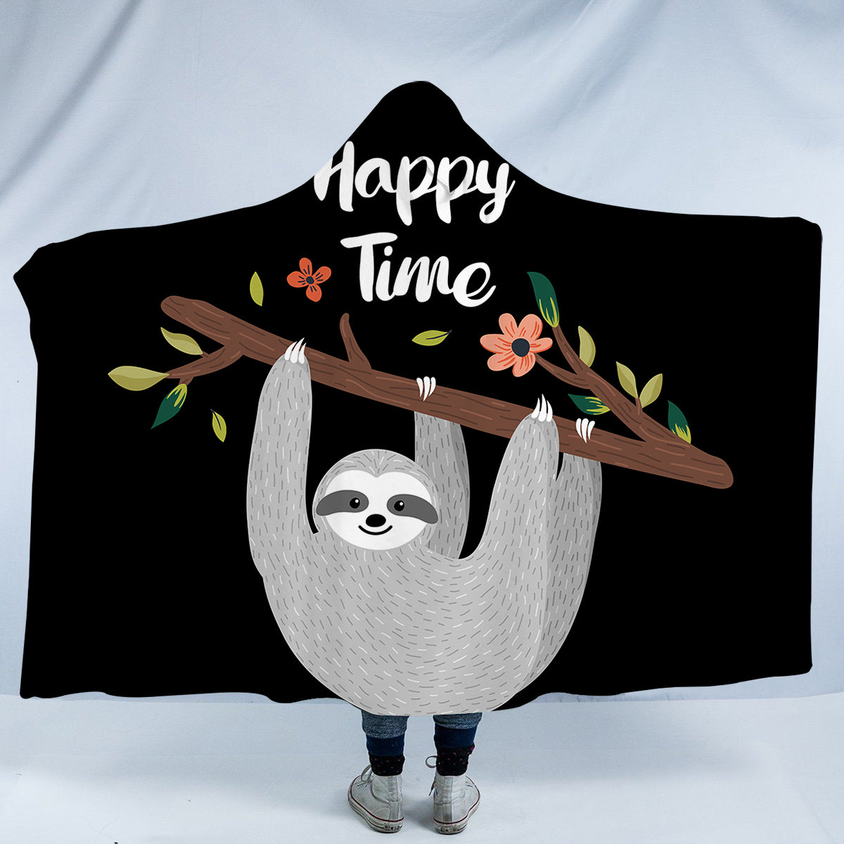 Cute Hanging Sloth Hooded Blanket
