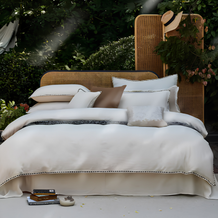 Ivory Beige Stitched Duvet Cover Set
