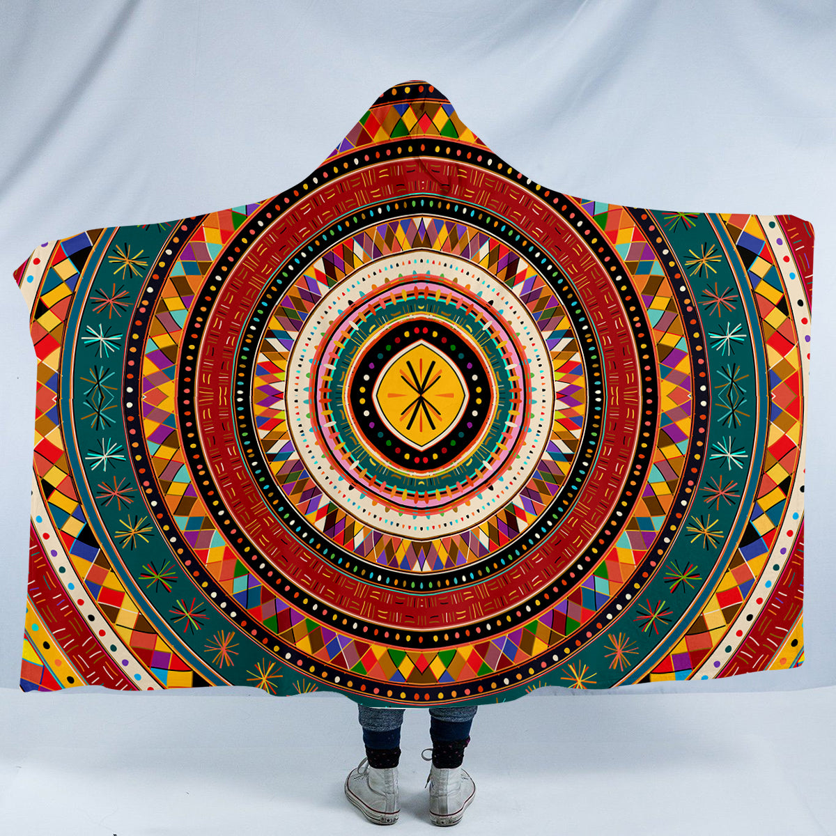 Tribal Mandala Fiesta Hooded Blanket