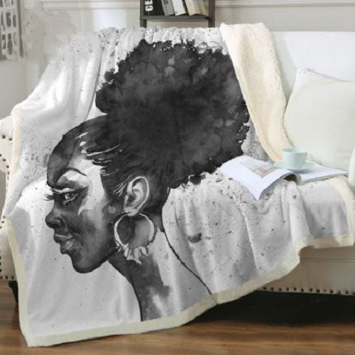 Afro Woman Throw Blanket