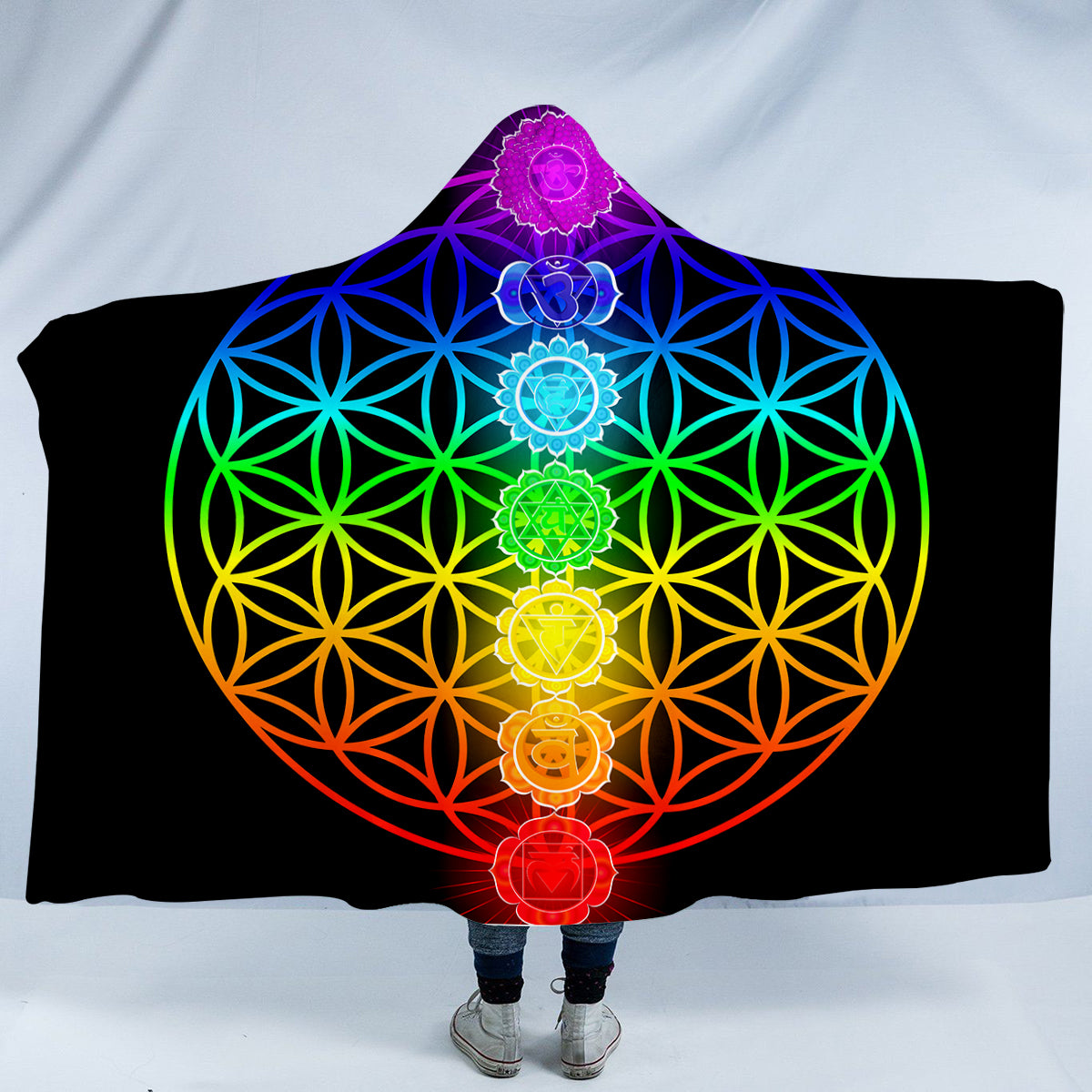 Seven Chakra Flower Hooded Blanket
