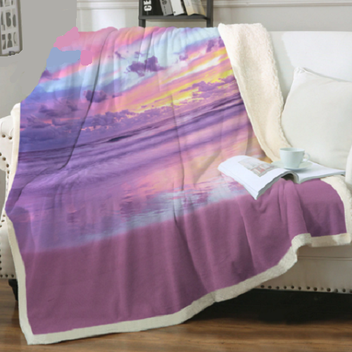 Purple Pink Ocean Sunset Throw Blanket