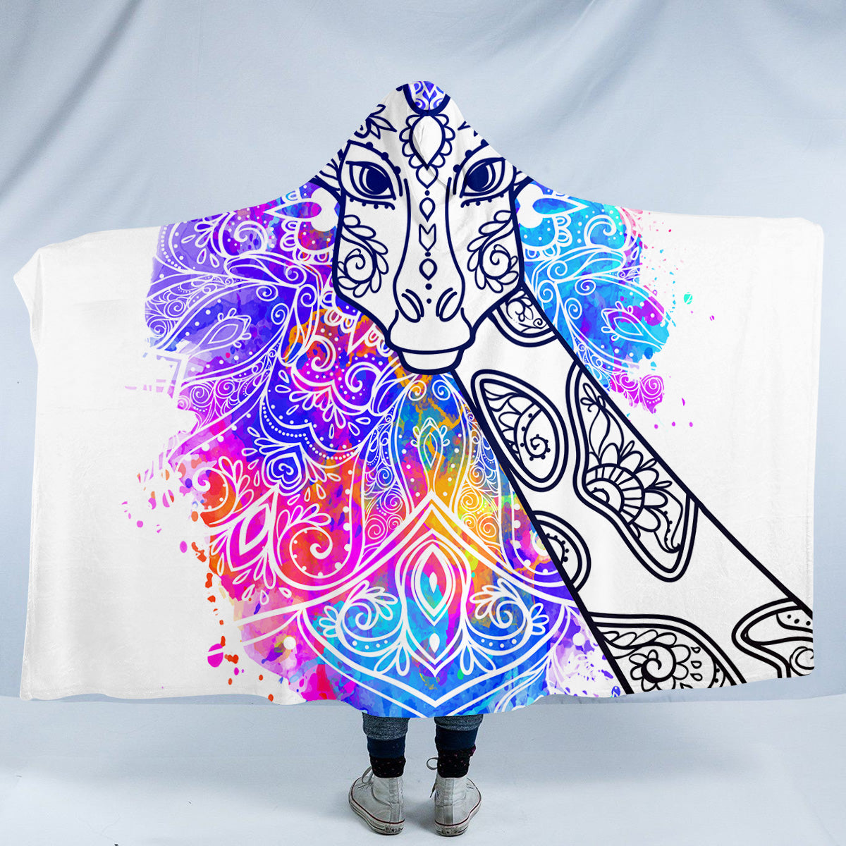 Mandala Giraffe Hooded Blanket
