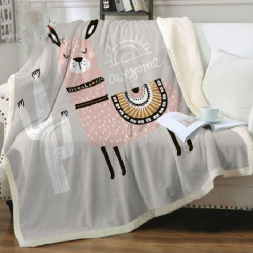 Cute Pink Llama Awesome Grey Throw Blanket