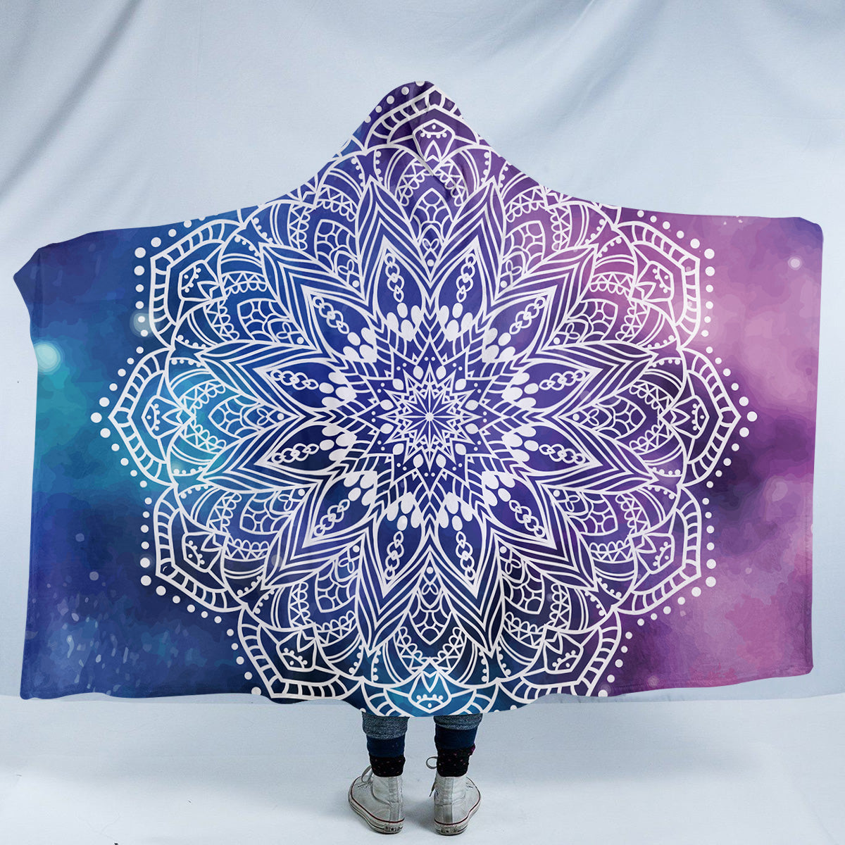 Galaxy Lotus Mandala Hooded Blanket
