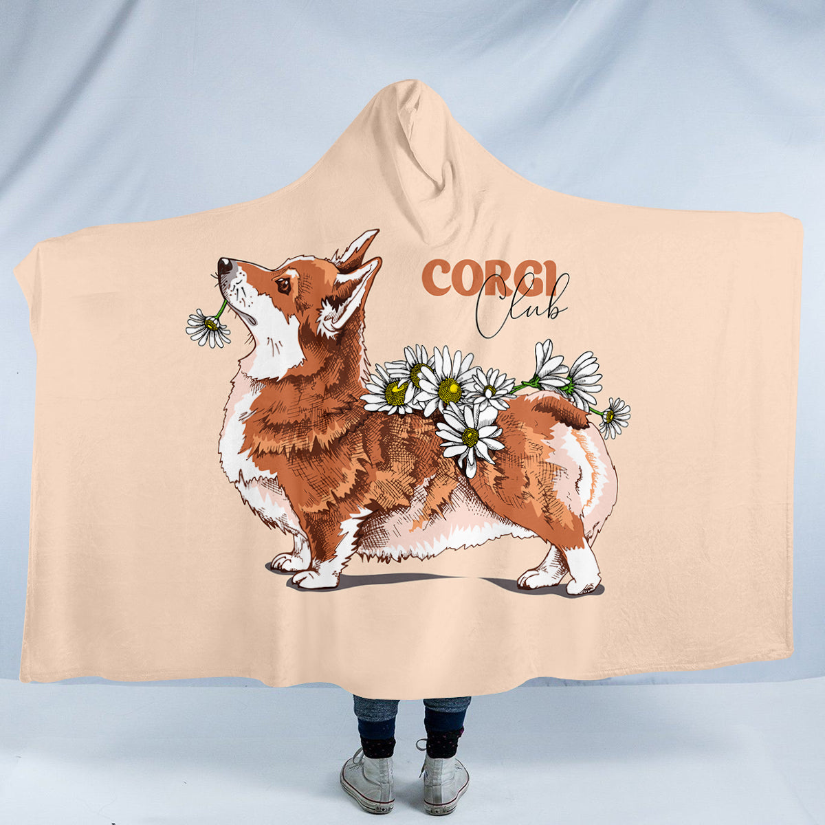 Cute Corgi Hooded Blanket