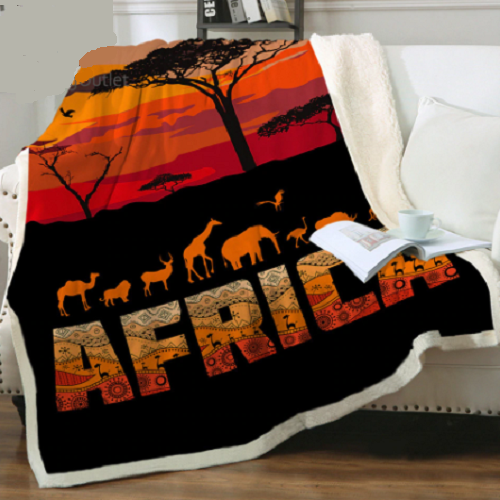 Africa Safari Wildlife Sunset Throw Blanket