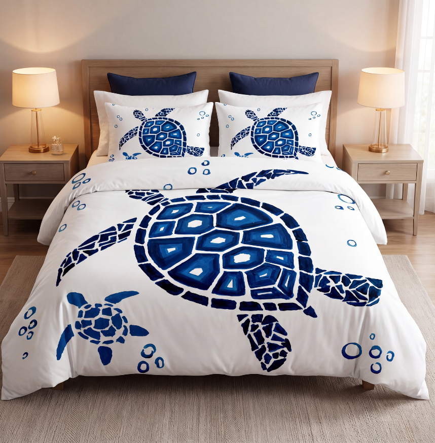 Ocean Blue Turtle Duvet Cover