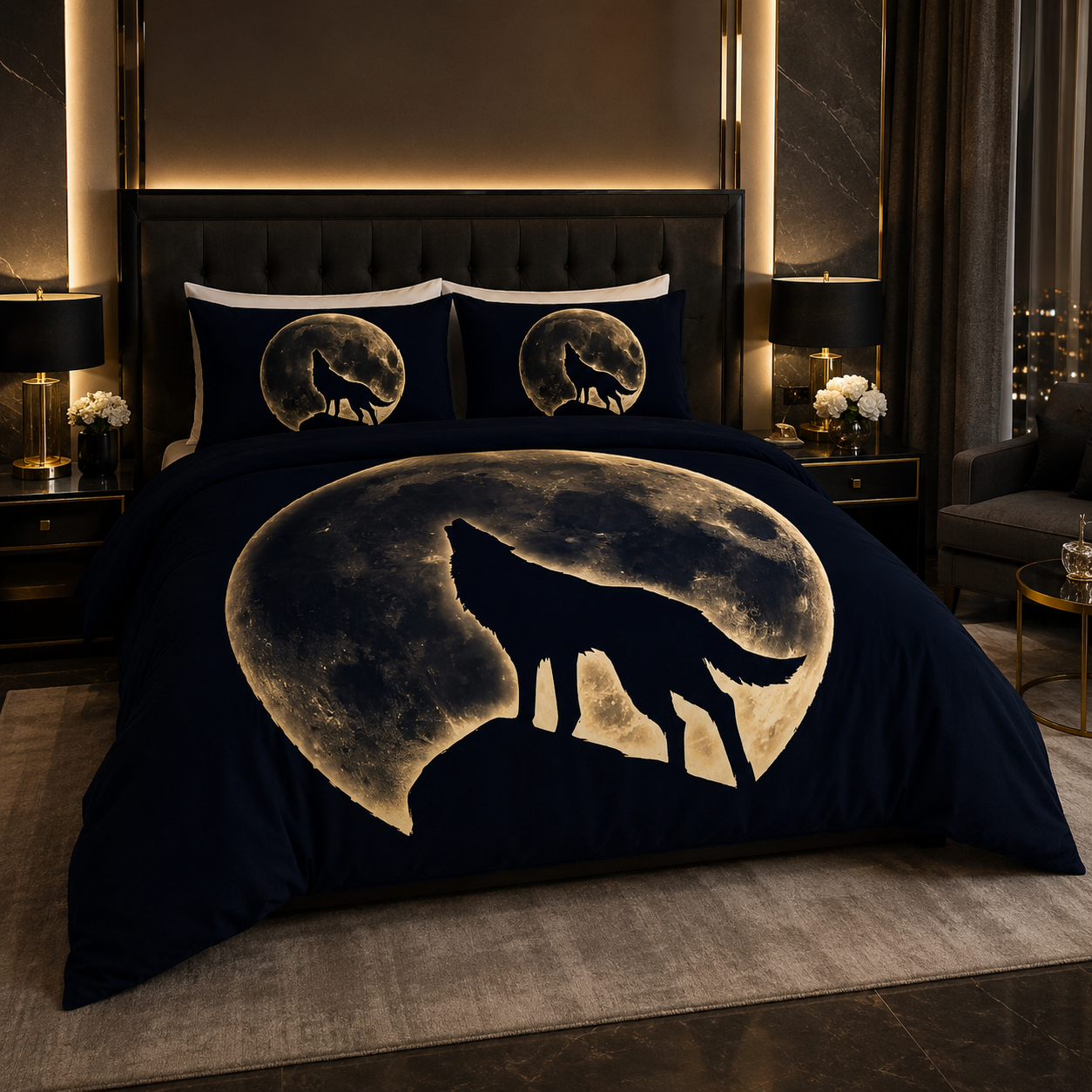 Howling Wolf Moon Bedding Set