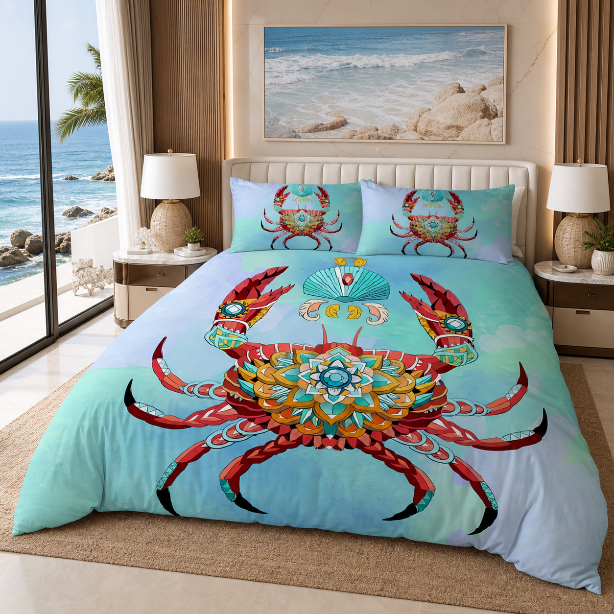Mandala Crab Ocean Duvet Cover