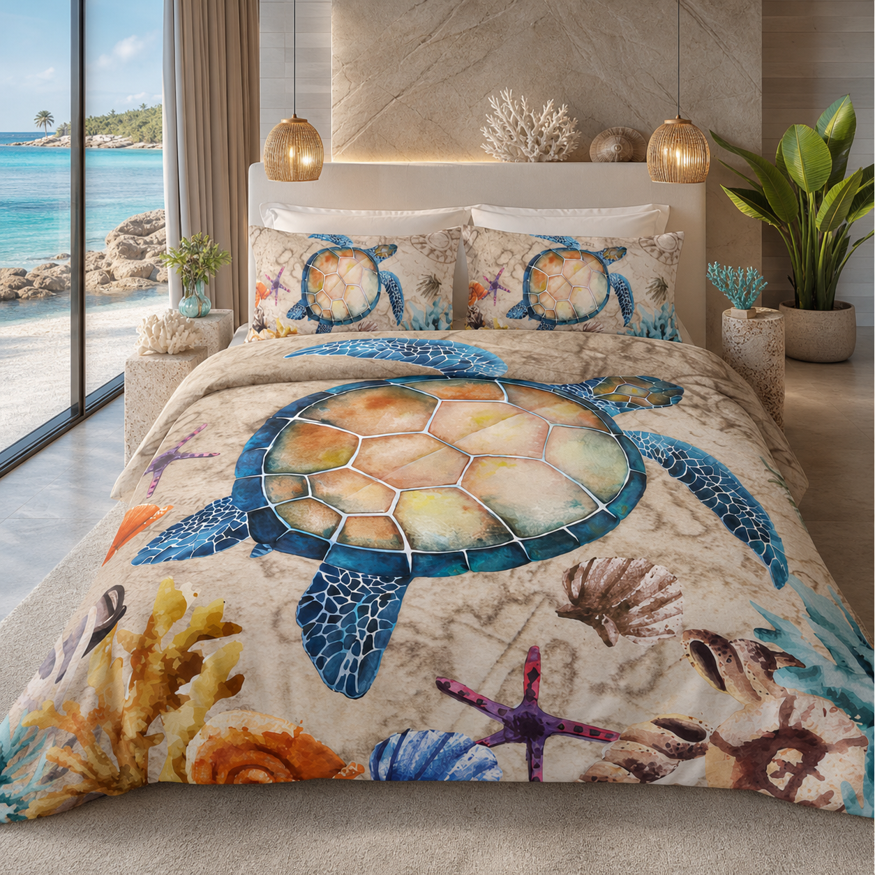 Watercolor Sea Turtle Bedding Set
