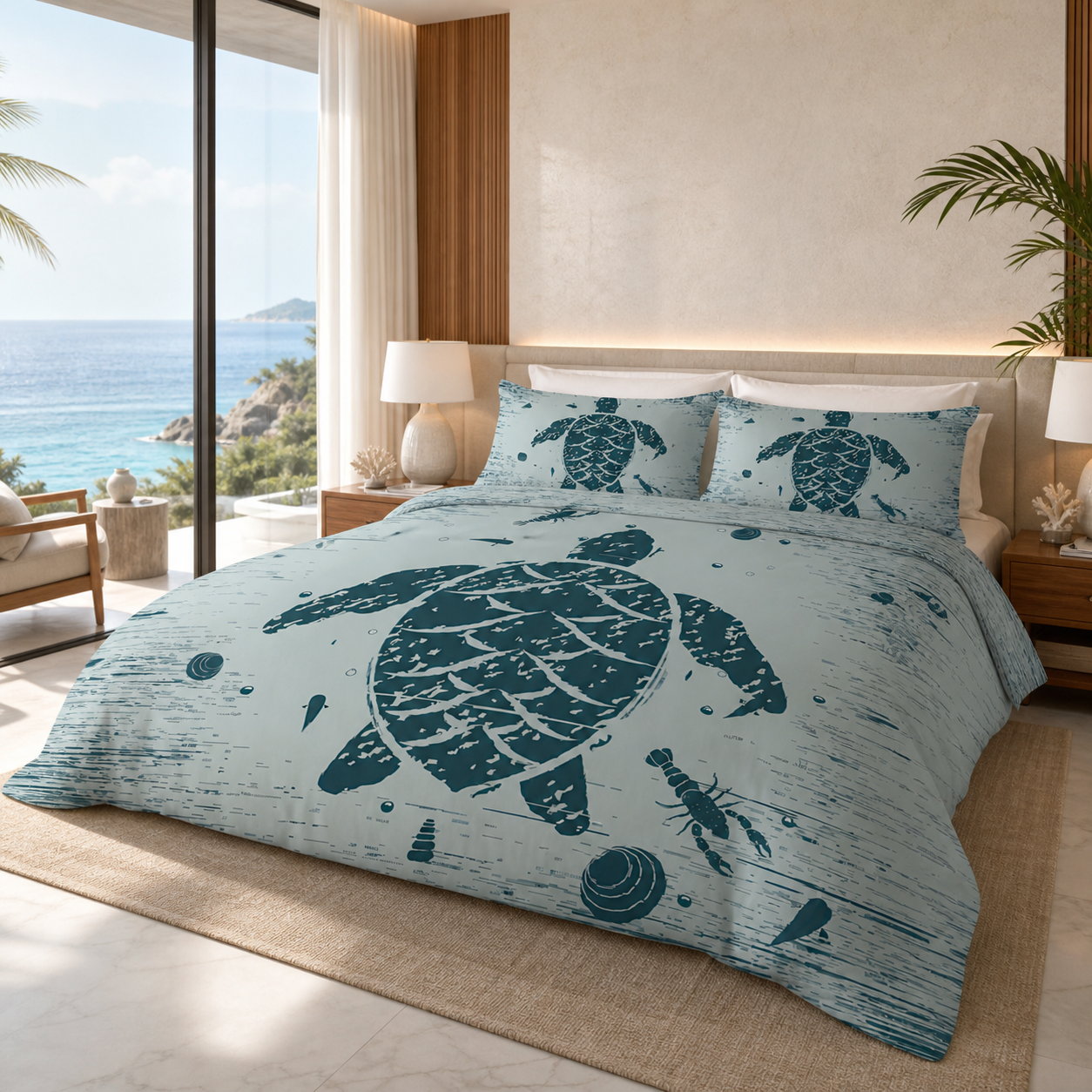 Sea Turtle Silhouette Bedding Set