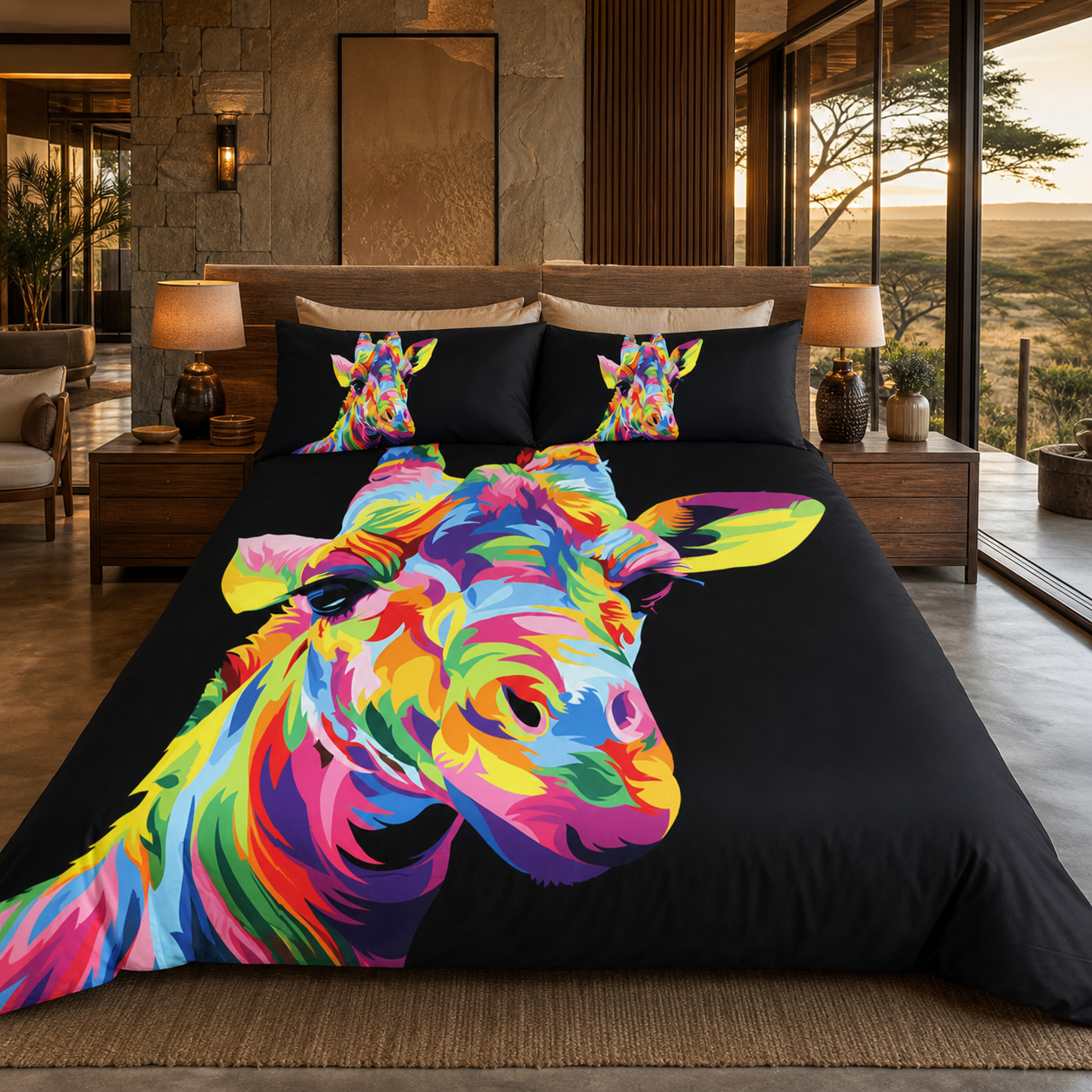 Colorful Giraffe Bedding Set
