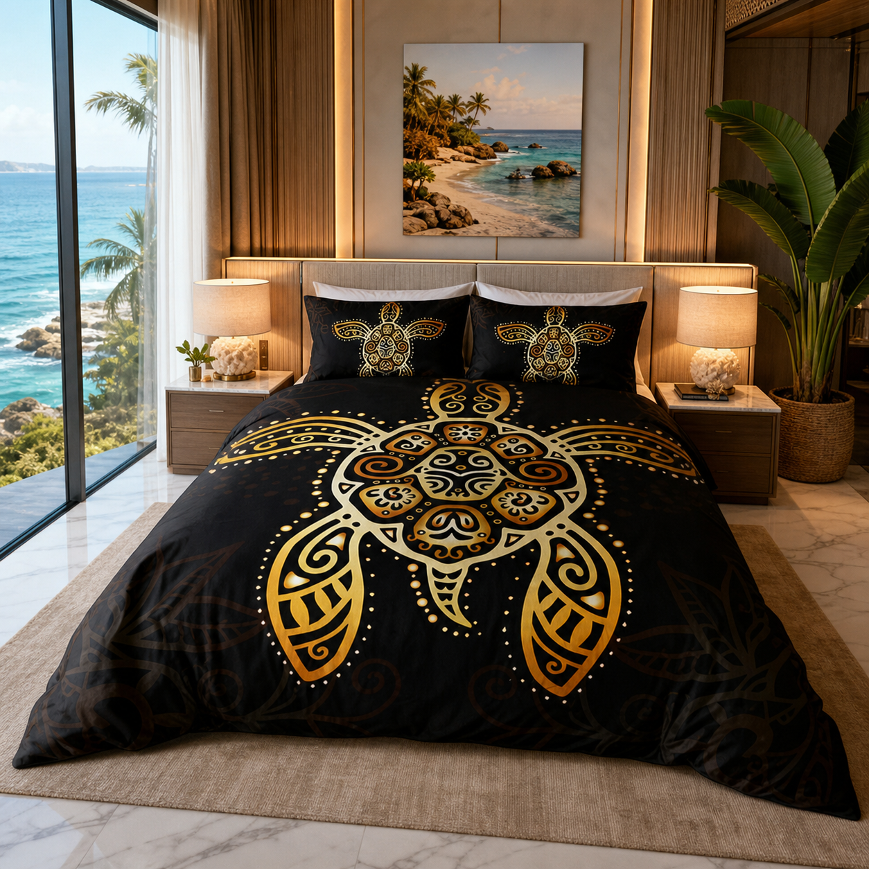 Tribal Gold Turtle Bedding Set