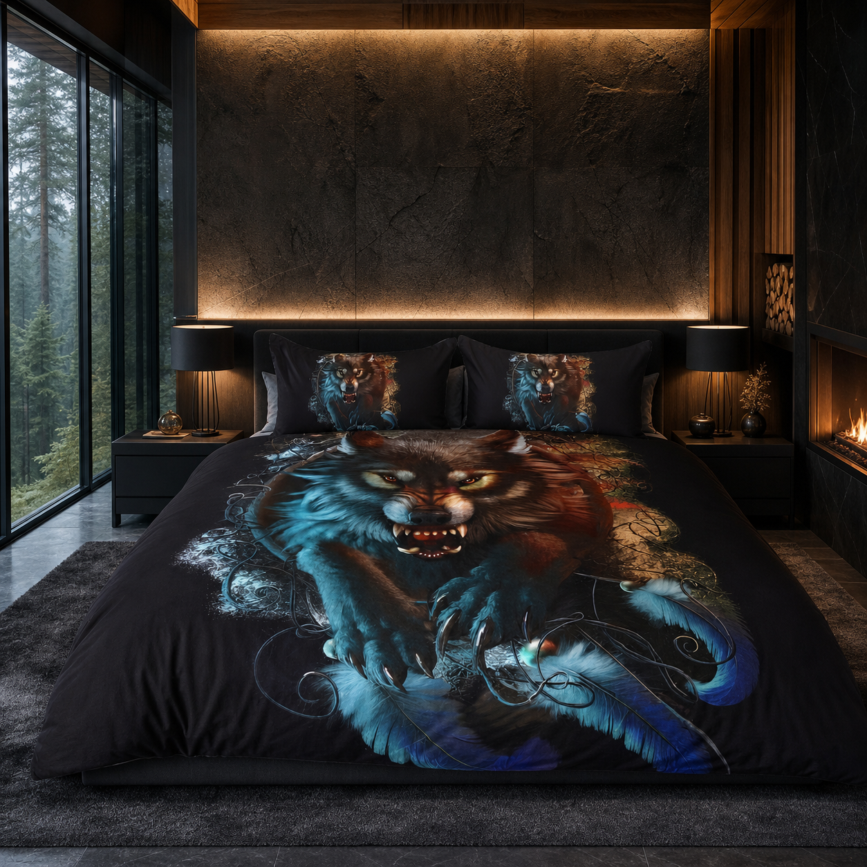 Snarling Wolf Attack Bedding Set