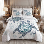Marine turtle bedding set featuring a crisp turtle quilt cover design