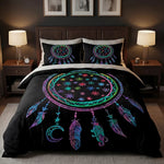 Moon dreamcatcher queen quilt cover set in a dark styled bedroom