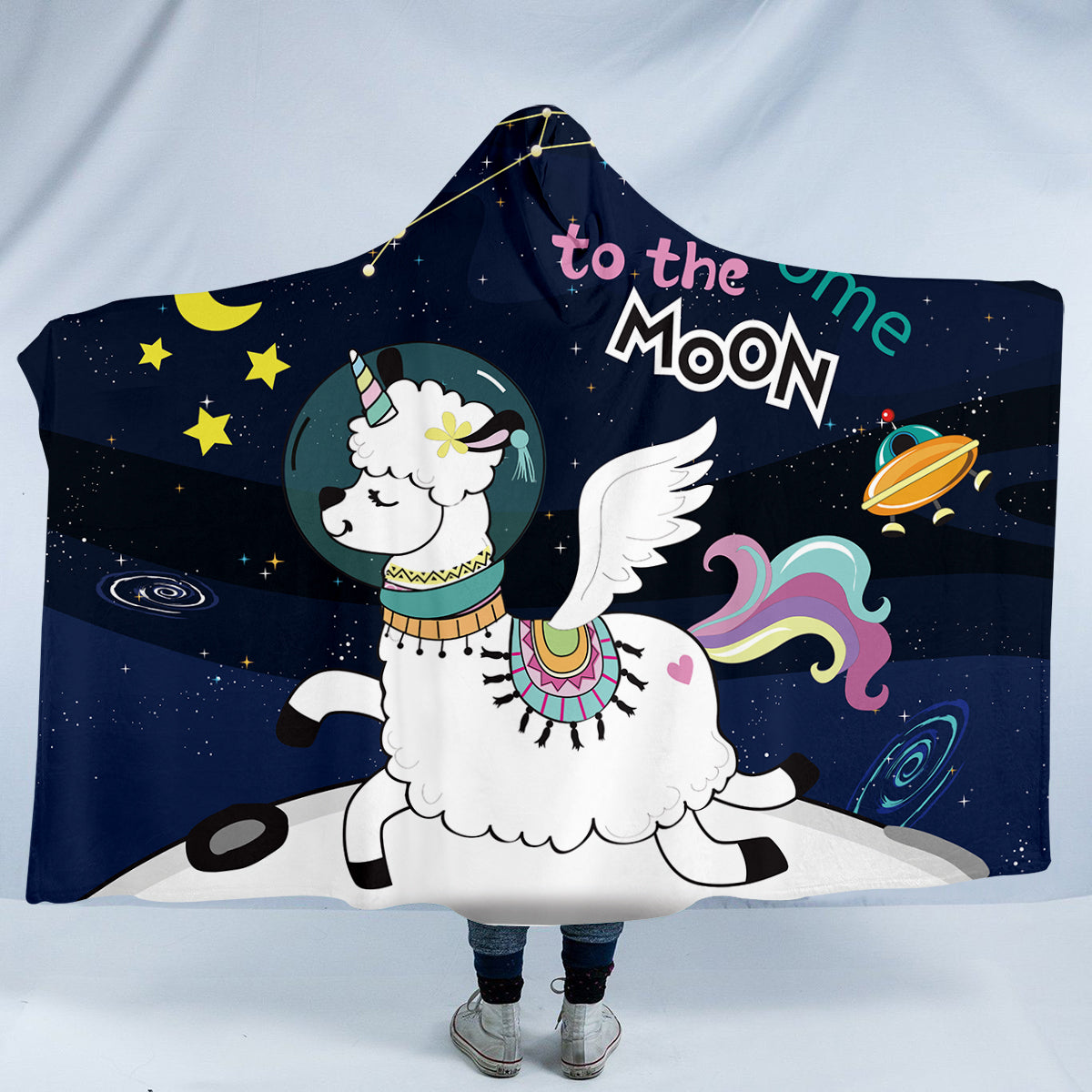 Space Llama Hooded Blanket