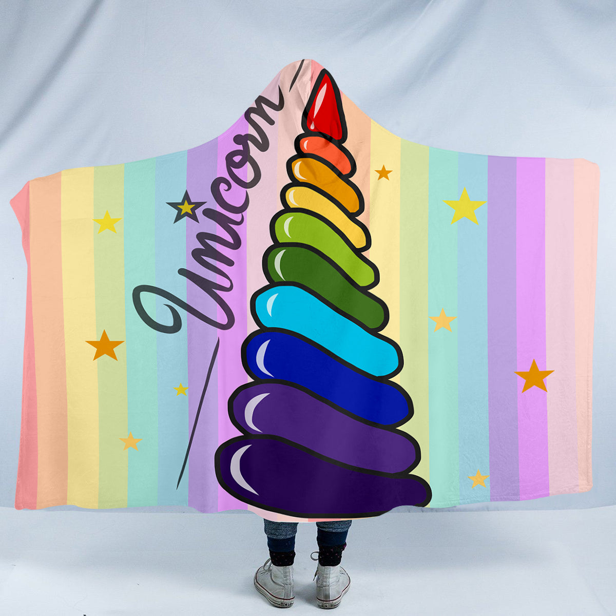 Horn Rainbow Hooded Blanket