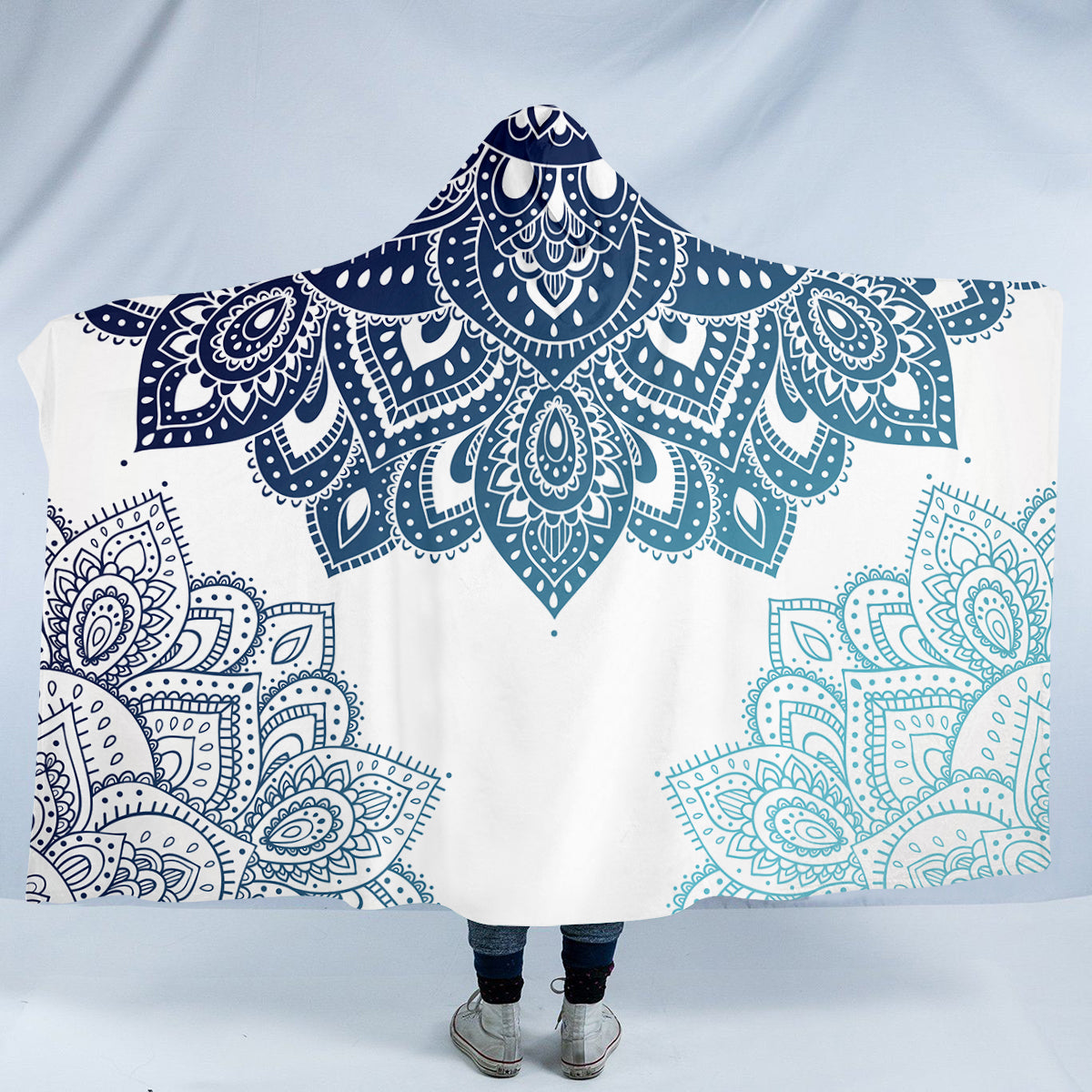 Blue Mandala Hooded Blanket