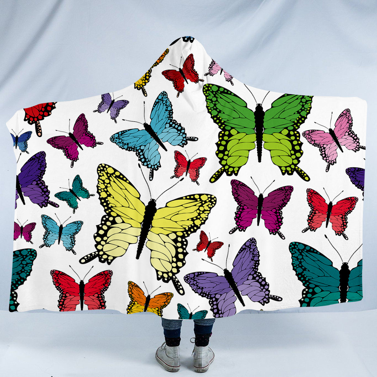 Colorful Butterfly Hooded Blanket