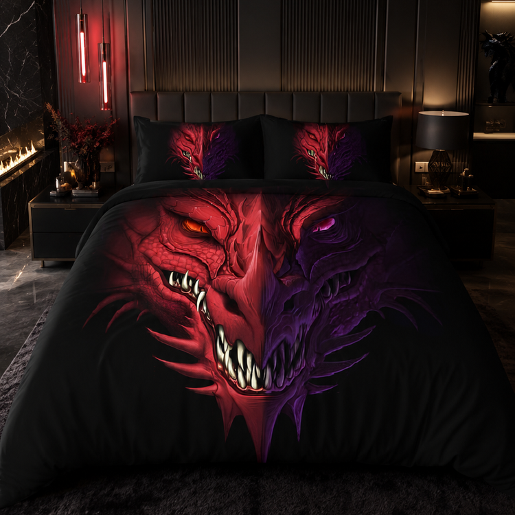 Fierce Red Dragon Bedding Set